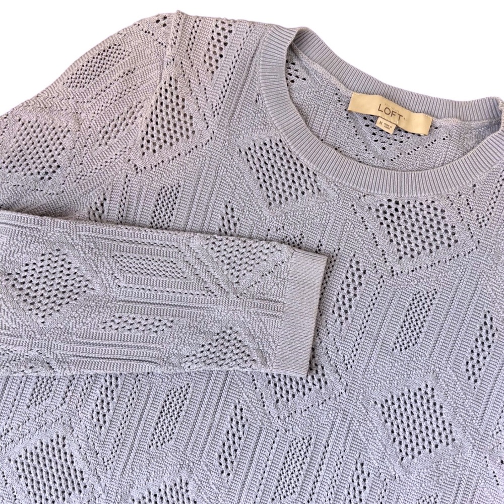 LOFT Womens 100% Cotton‎ Open Knit Sweater Business Casual Office Stretch Medium